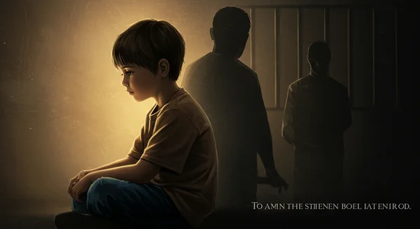 Child reflecting on past, shadows of parental incarceration