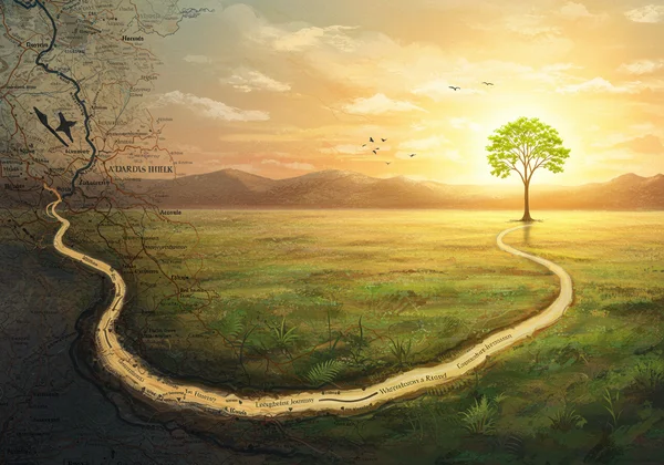 A symbolic map illustrating the journey of healing from trauma