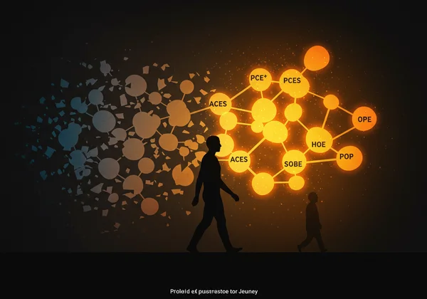 Person moving from trauma (ACEs) to healing (PCEs) with hope