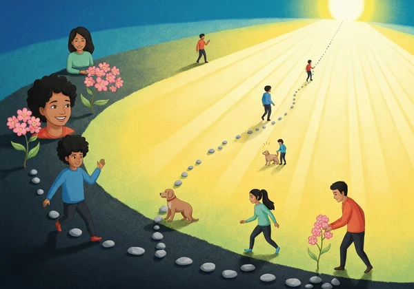 Illustration of resilience building after childhood adversity