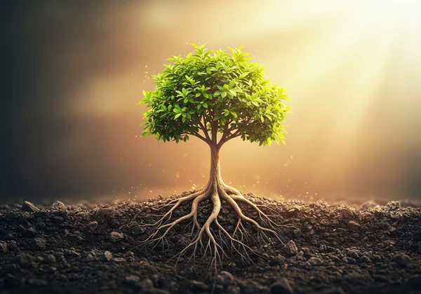 Symbolic image of resilience, growth from past trauma.