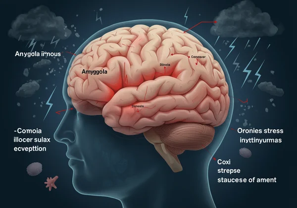 Illustration of brain areas affected by chronic toxic stress.